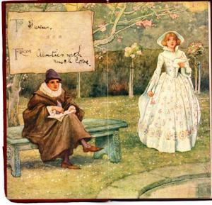 Frontspiece illustration of a poet and lady