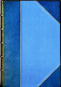 Book cover in blue leather binding